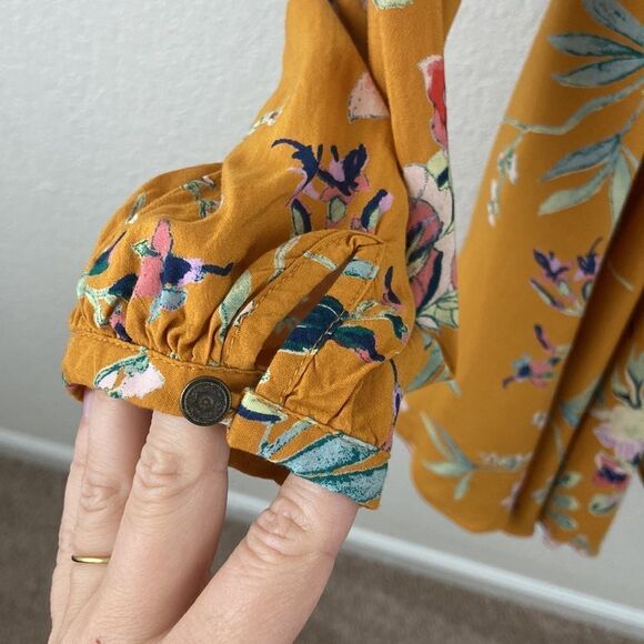 Urban Outfitters Ecote Floral Mustard Mini Dress size 6 - Picture 3 of 11